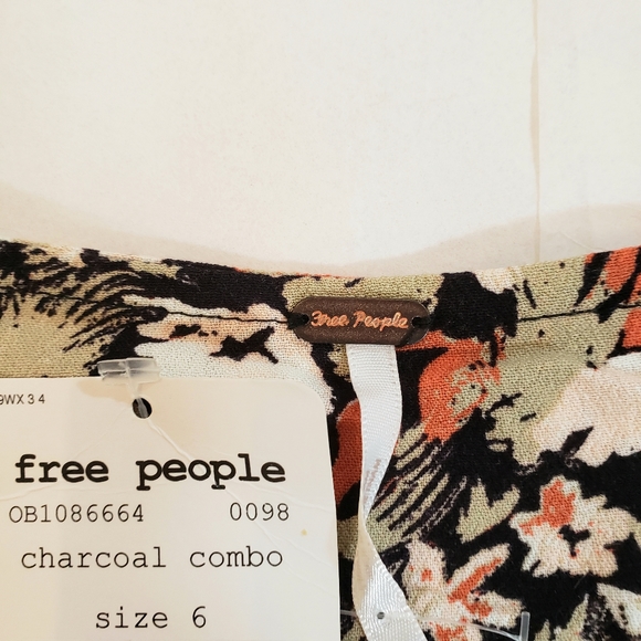 Free People Forget Me Not Fit & Flare Floral Mini Dress Charcoal - Picture 8 of 13